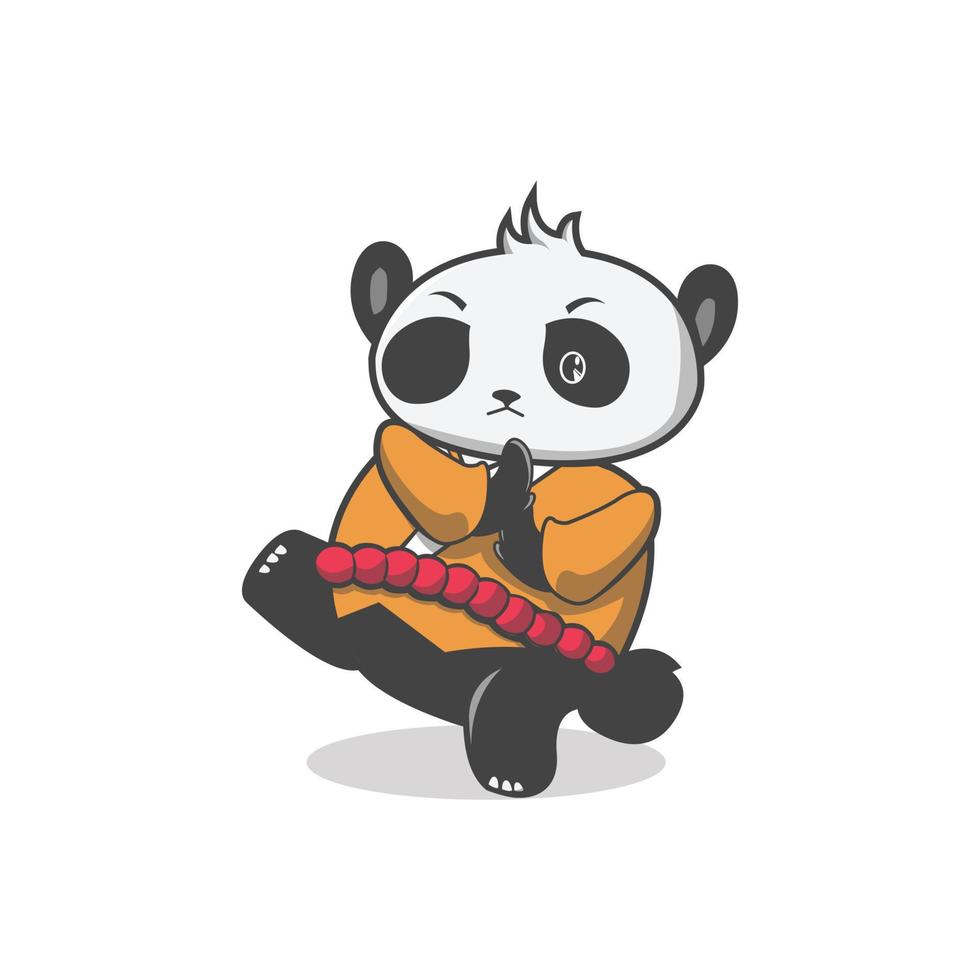 lutador panda design de ilustração vetorial bonito dos desenhos animados vetor