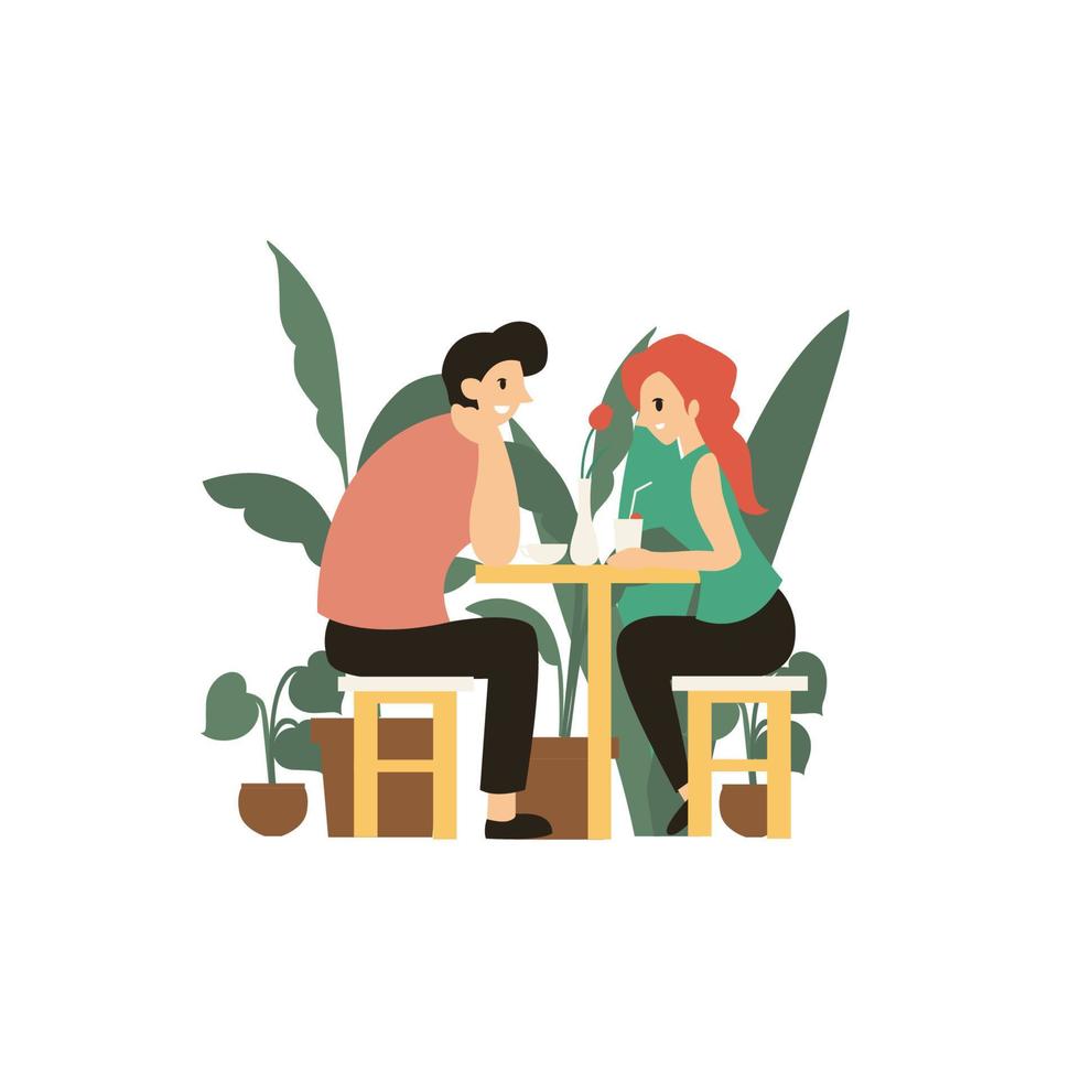 casal bebendo café ilustração plana design vetorial vetor