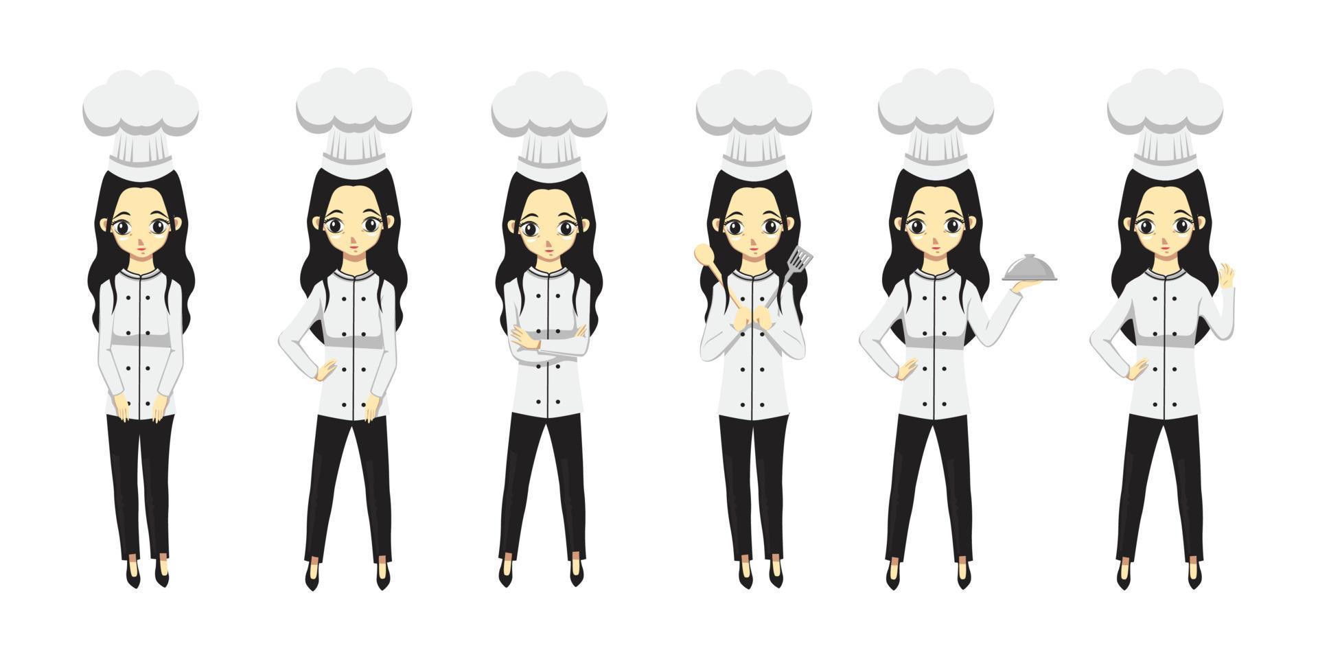 design de ilustração vetorial de estilo simples chef de mulher vetor