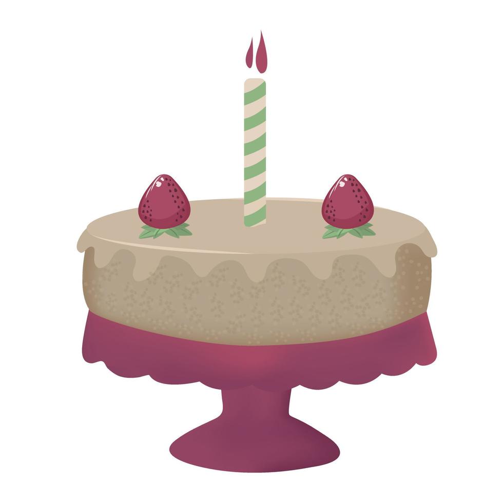 bolo de aniversário com morangos, ilustração colorida vetor