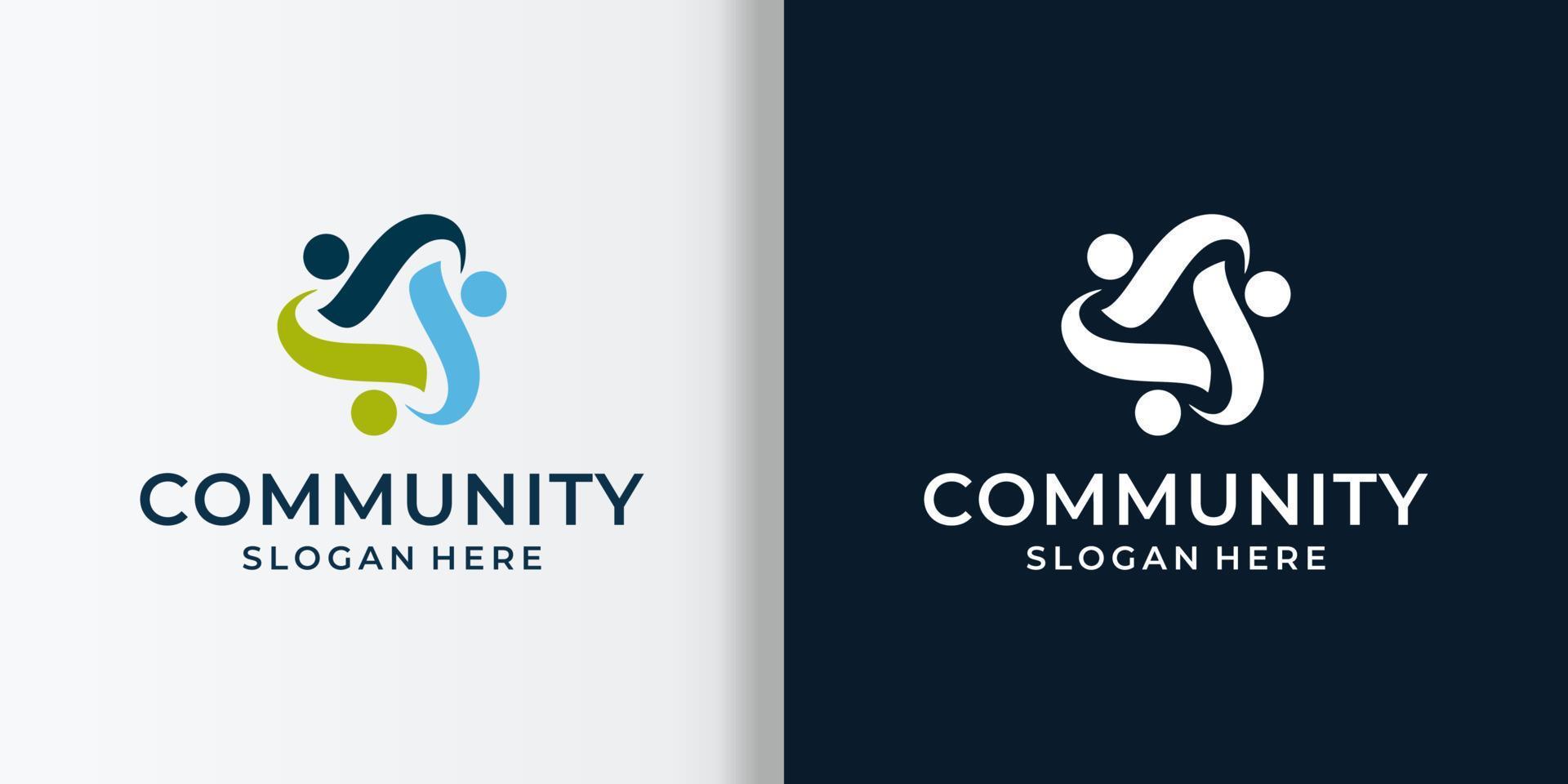 logotipo da comunidade com três pessoas vetor