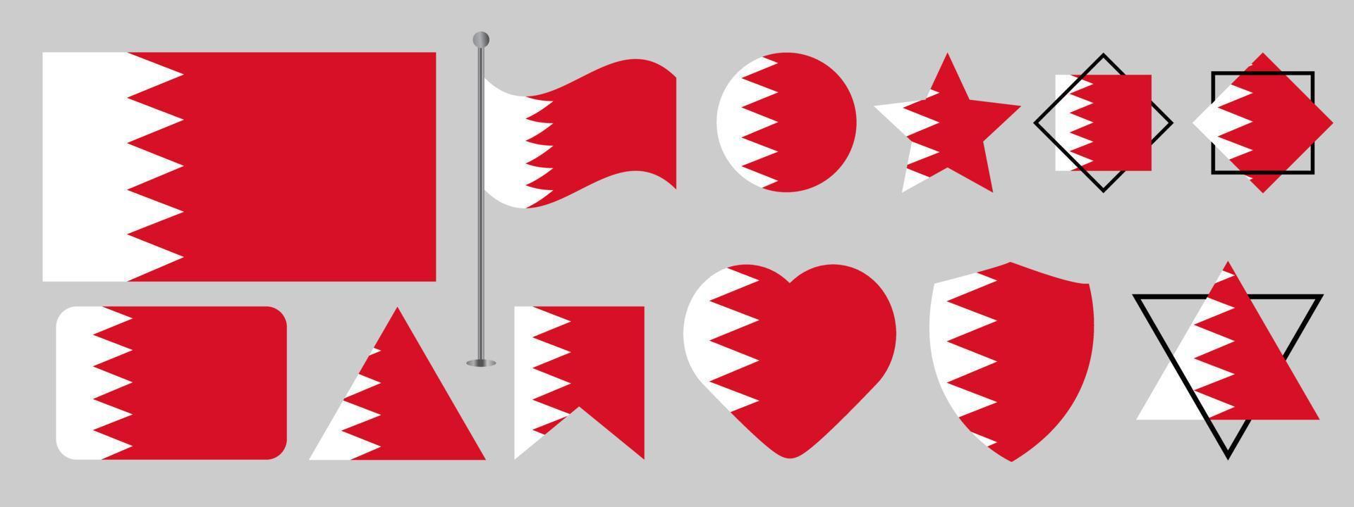 design de bandeira do Bahrein. conjunto de design de vetor de bandeira nacional do Bahrein. ilustração vetorial de bandeira do Bahrein