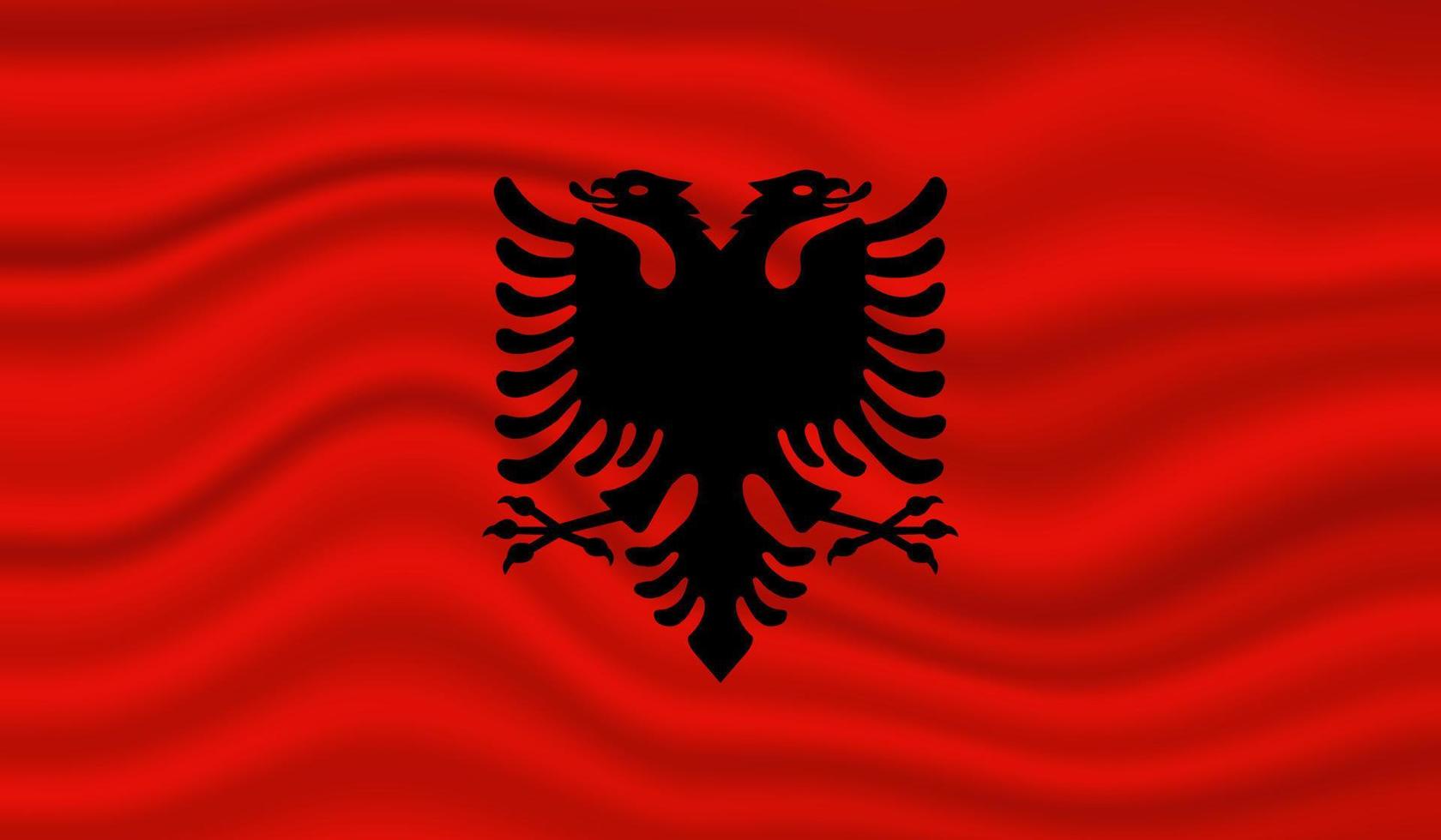 projeto de vetor de bandeira nacional da albânia. bandeira da albânia 3d acenando ilustração vetorial de fundo