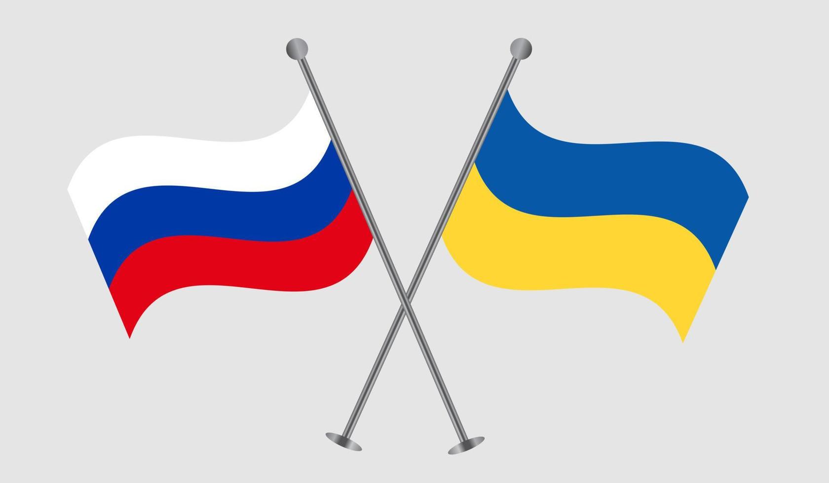 ilustração vetorial de design de bandeira nacional da rússia e ucrânia vetor