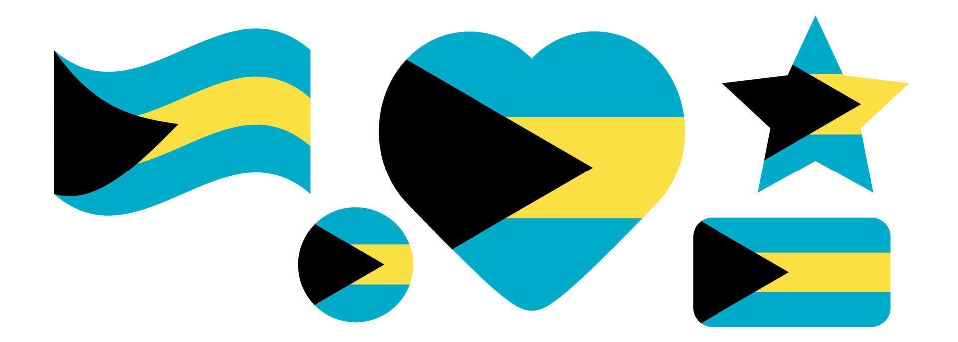 design de bandeira das bahamas. conjunto de design de vetor de bandeira nacional das bahamas. ilustração vetorial de bandeira das bahamas