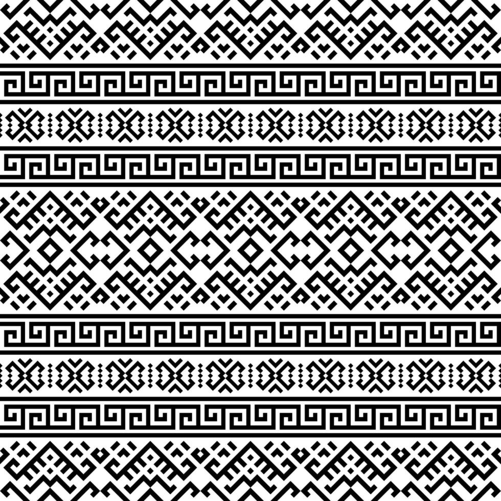 design de padrões étnicos sem costura ikat asteca na cor preto e branco vetor