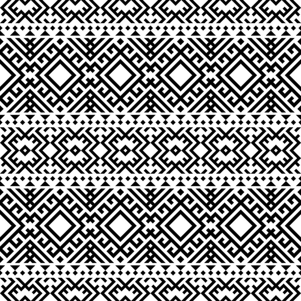 design de padrão sem costura étnica asteca ikat na cor preto e branco vetor