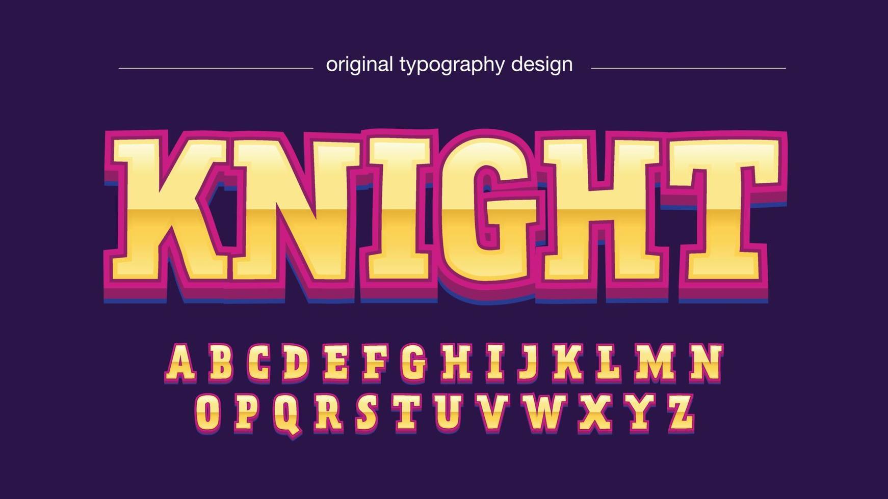 letras isoladas de logotipo de jogo de desenho animado metálico amarelo e roxo vetor