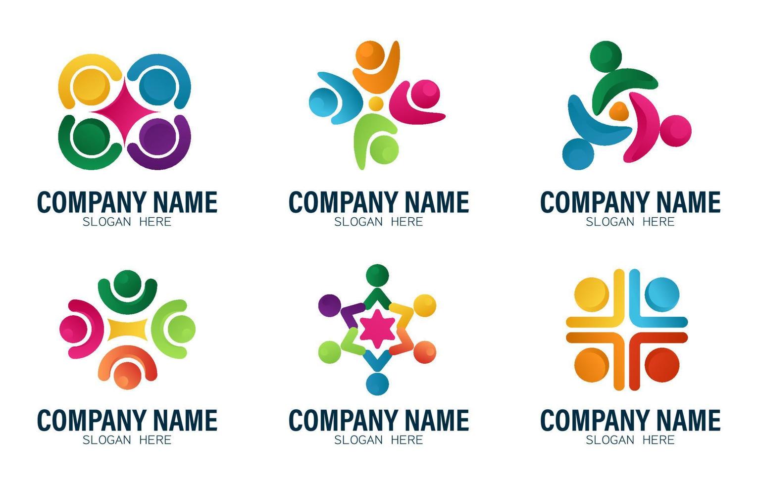 conjunto de colaboração de negócios de logotipo vetor