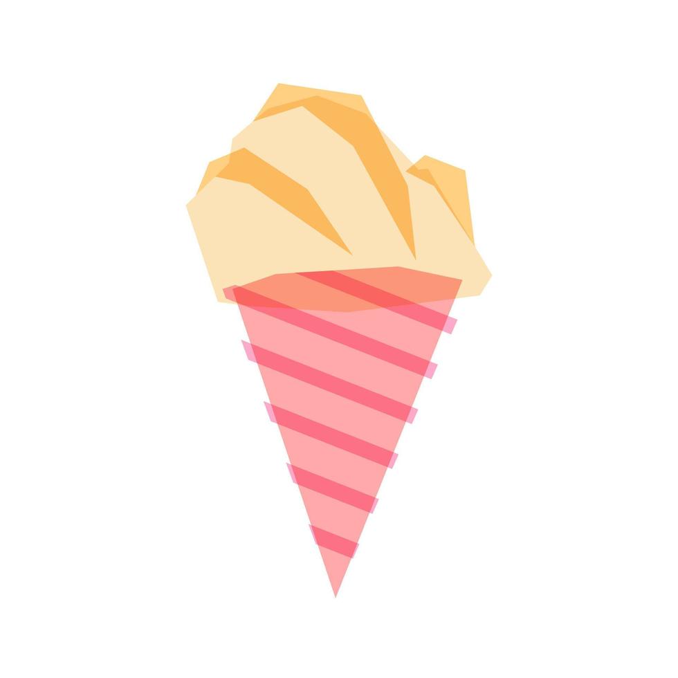 casquinha de sorvete de baunilha, arquivo de vetor de design plano de arte pop. ilustração vetorial de waffle rosa