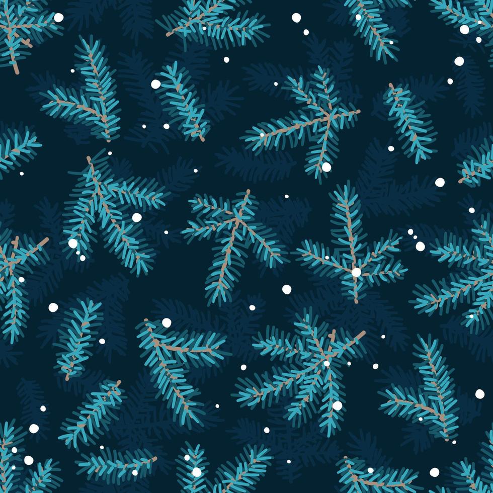 férias pinho ramos sem costura fundo azul. padrão de vetor de Natal. modelo de ilustração festiva de ano novo.