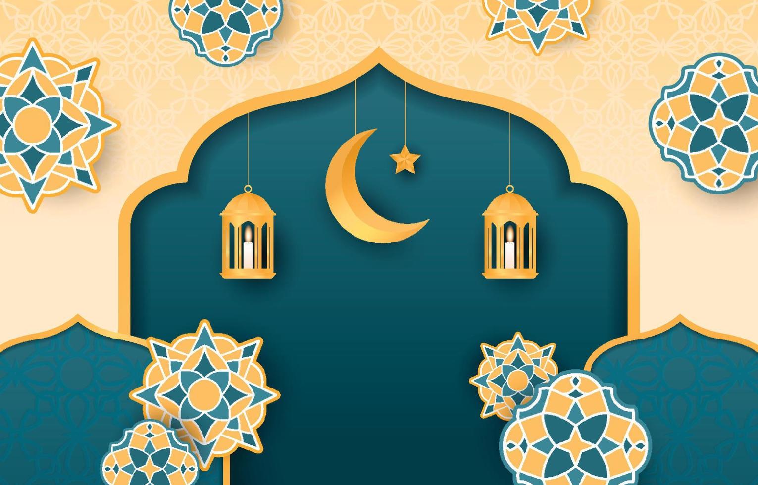 ramadan kareem com fundo de ornamento árabe vetor