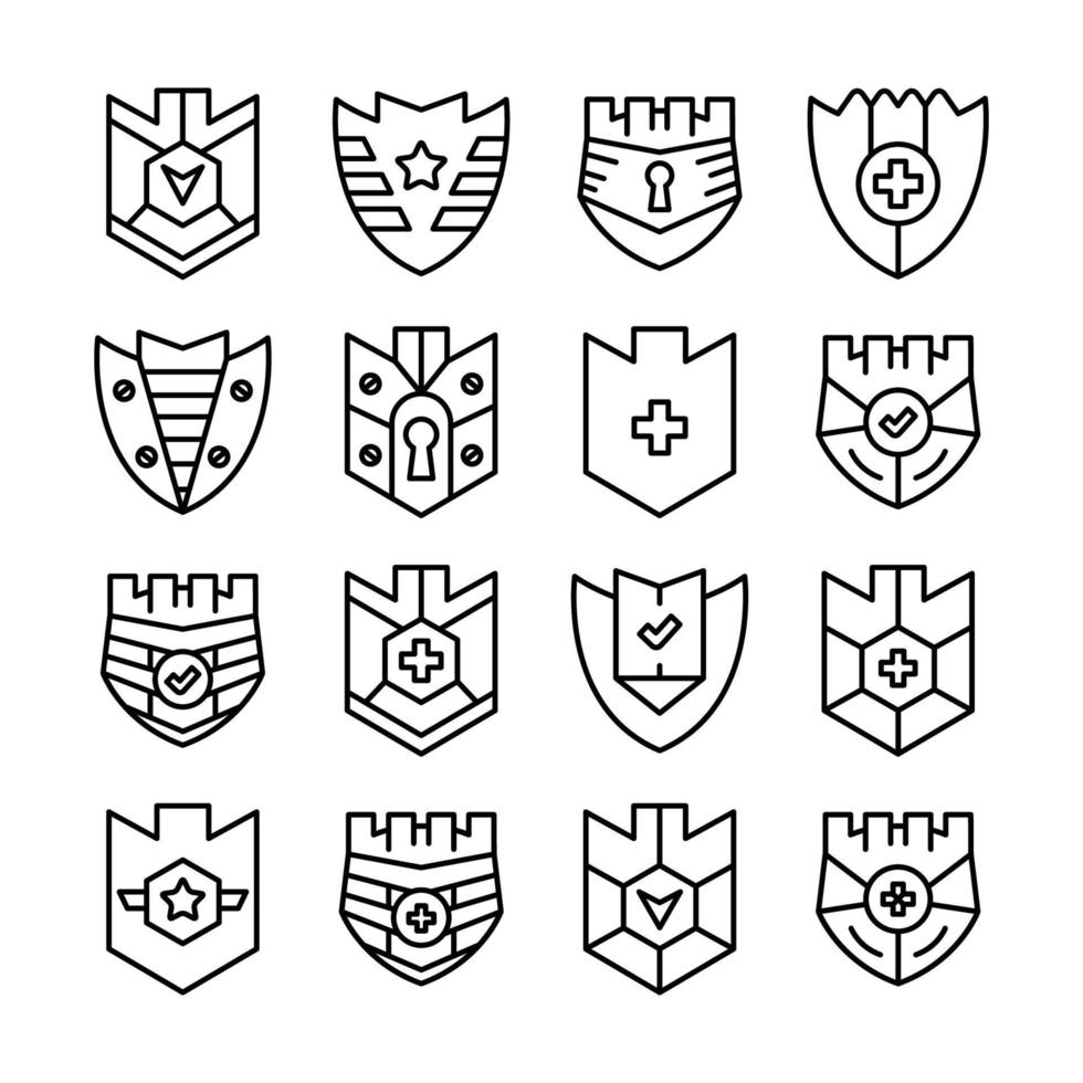conjunto de ícones do escudo vetor