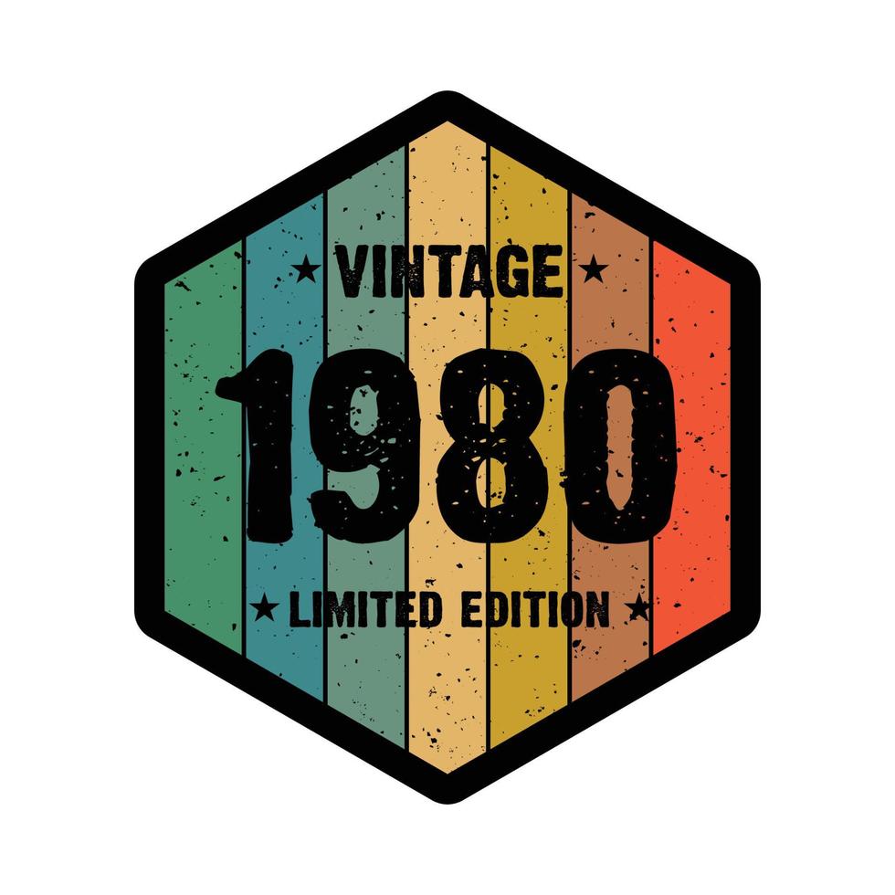 design de camiseta retrô vintage de 1980, vetor
