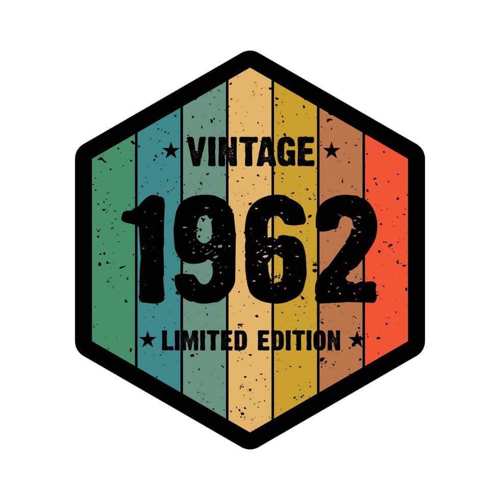 design de camiseta retrô vintage de 1962, vetor