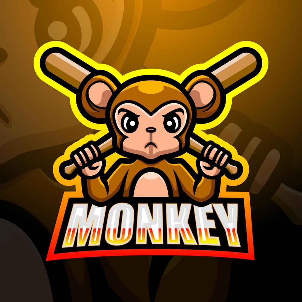 design de logotipo do macaco mascote esport vetor