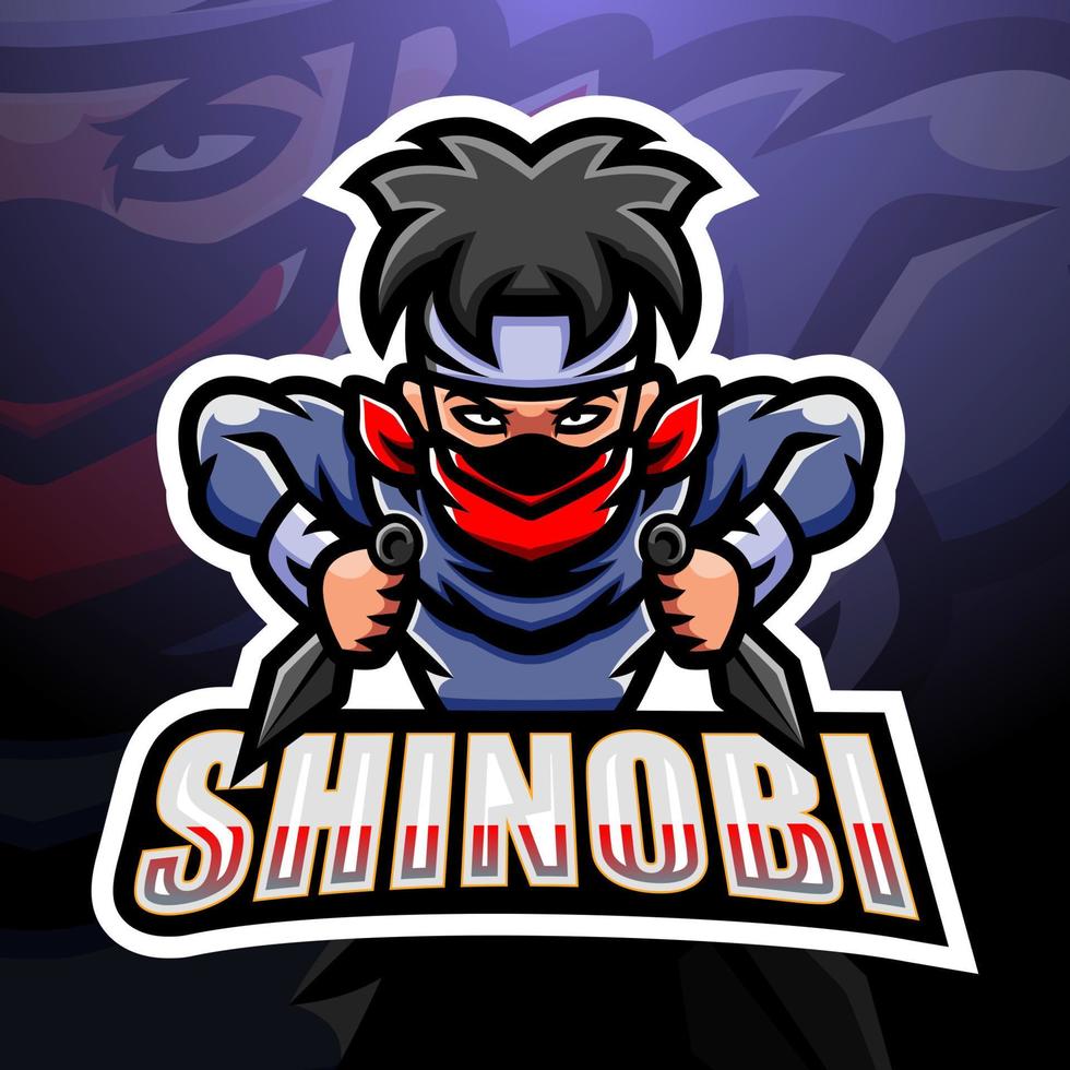 design de logotipo esport de mascote shinobi vetor