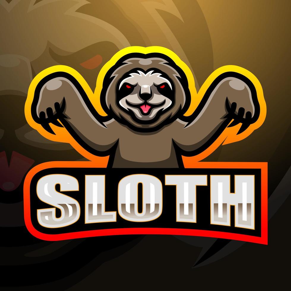 design de logotipo de esport de mascote de preguiça vetor