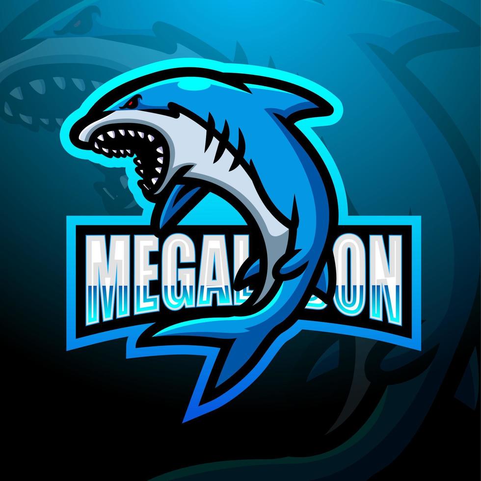 design de logotipo esport megalodon mascote vetor