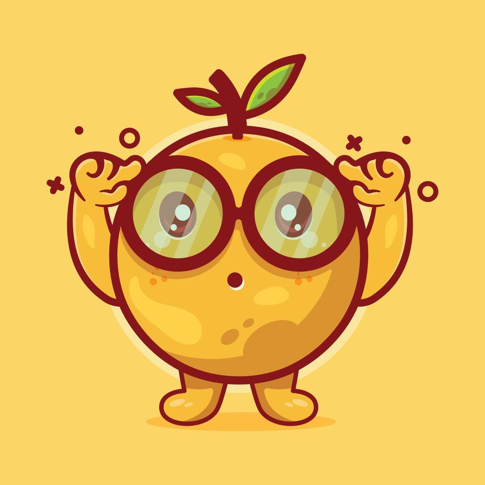 mascote de personagem de fruta laranja genial com desenho isolado de expressão de pensamento em design de estilo simples vetor