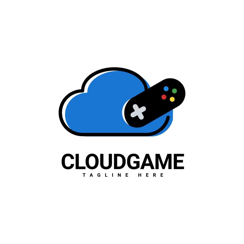 design de logotipo de jogo em nuvem, combinação de logotipo de joystick e nuvem, modelo de vetor de logotipo