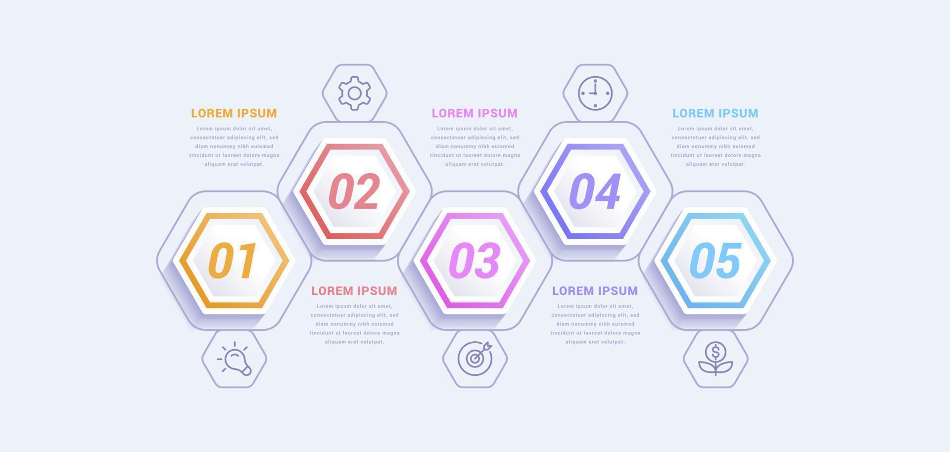 modelo de infográfico de negócios com cinco opções ou processo vetor