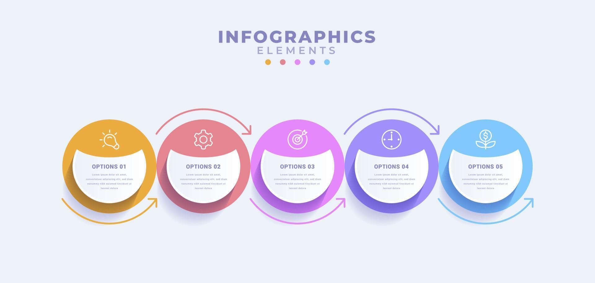 modelo de infográfico de negócios com cinco opções ou processo vetor