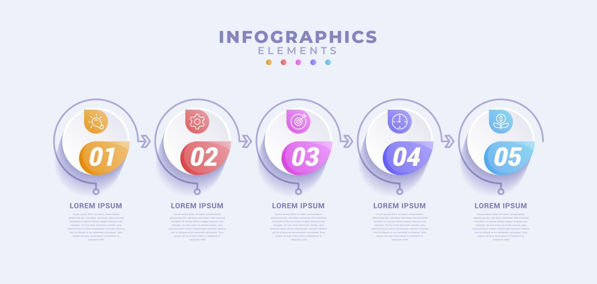 modelo de infográfico de negócios com cinco opções ou processo vetor