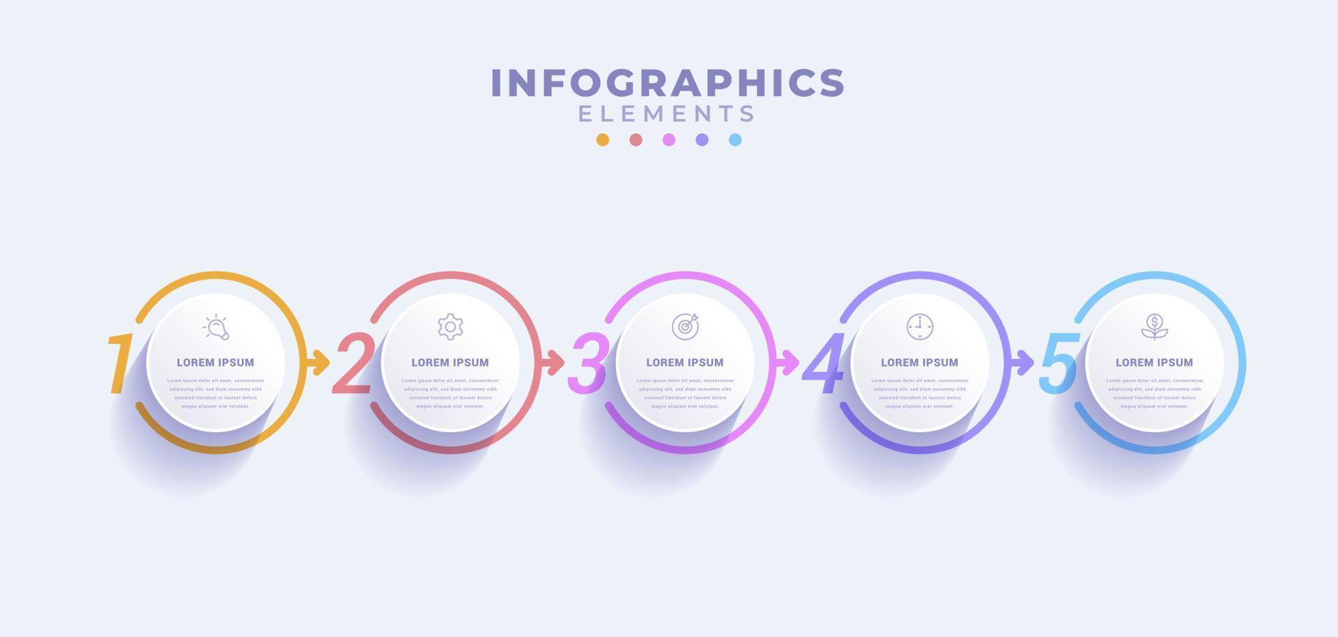 modelo de infográfico de negócios com cinco opções ou processo vetor