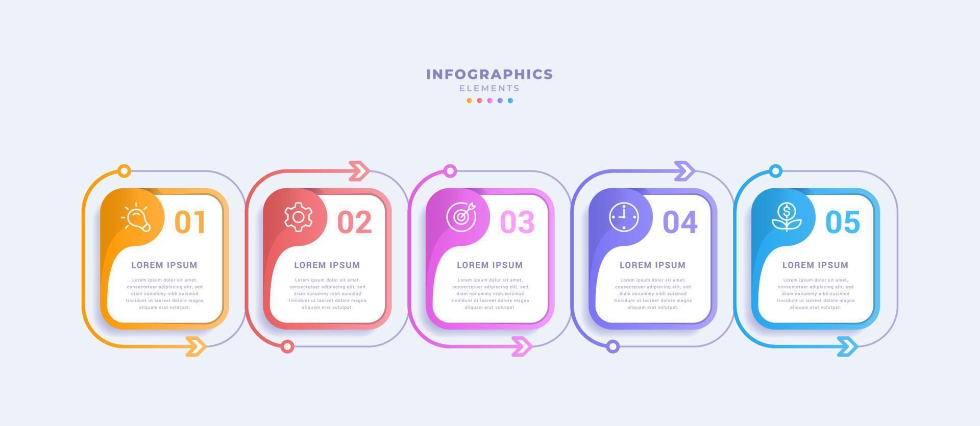 modelo de infográfico de negócios com cinco etapas vetor