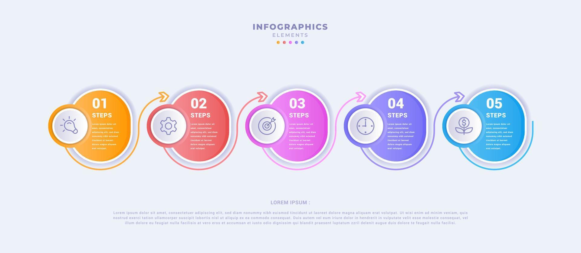 modelo de infográfico de negócios com cinco etapas vetor