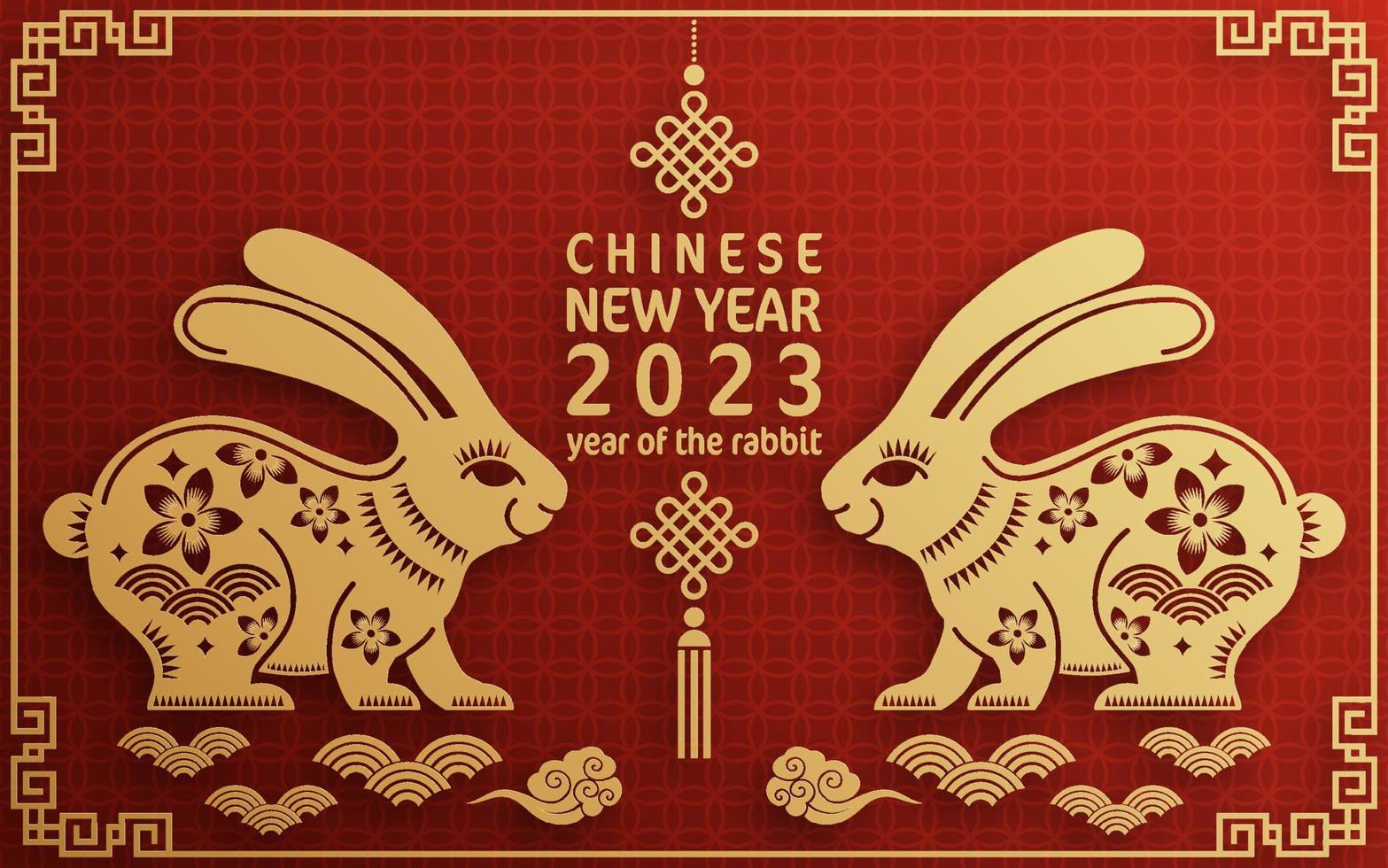 feliz ano novo chinês 2023 ano do zodíaco coelho vetor