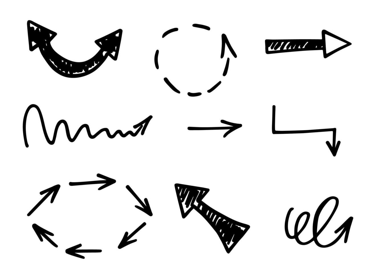 conjunto vetorial de setas desenhadas à mão, elementos para apresentação vetor