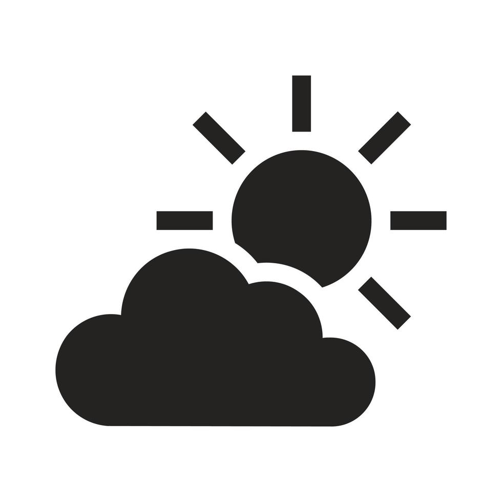 ilustração de ícone de nuvem e sol, sol brilhando, ensolarado, previsão do tempo. vetor