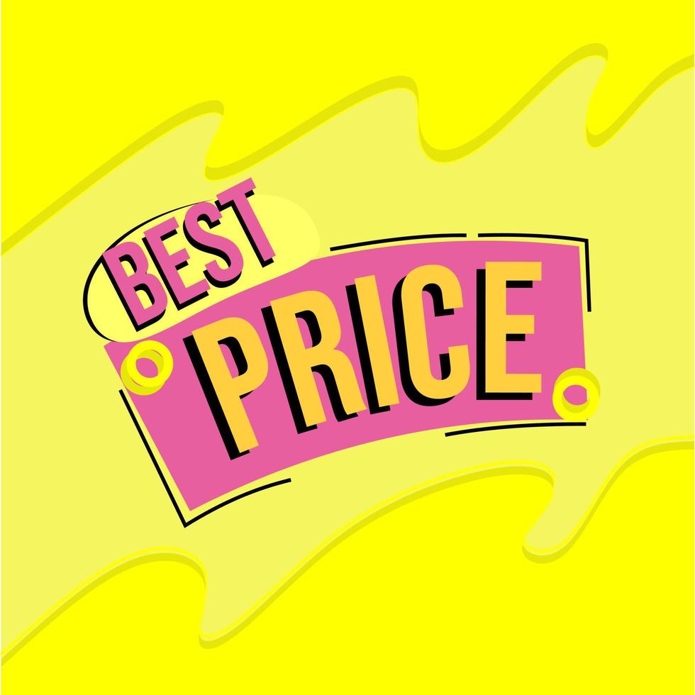 banner de melhor preço com um fundo amarelo com um padrão curvo. distintivo de promoção vetor