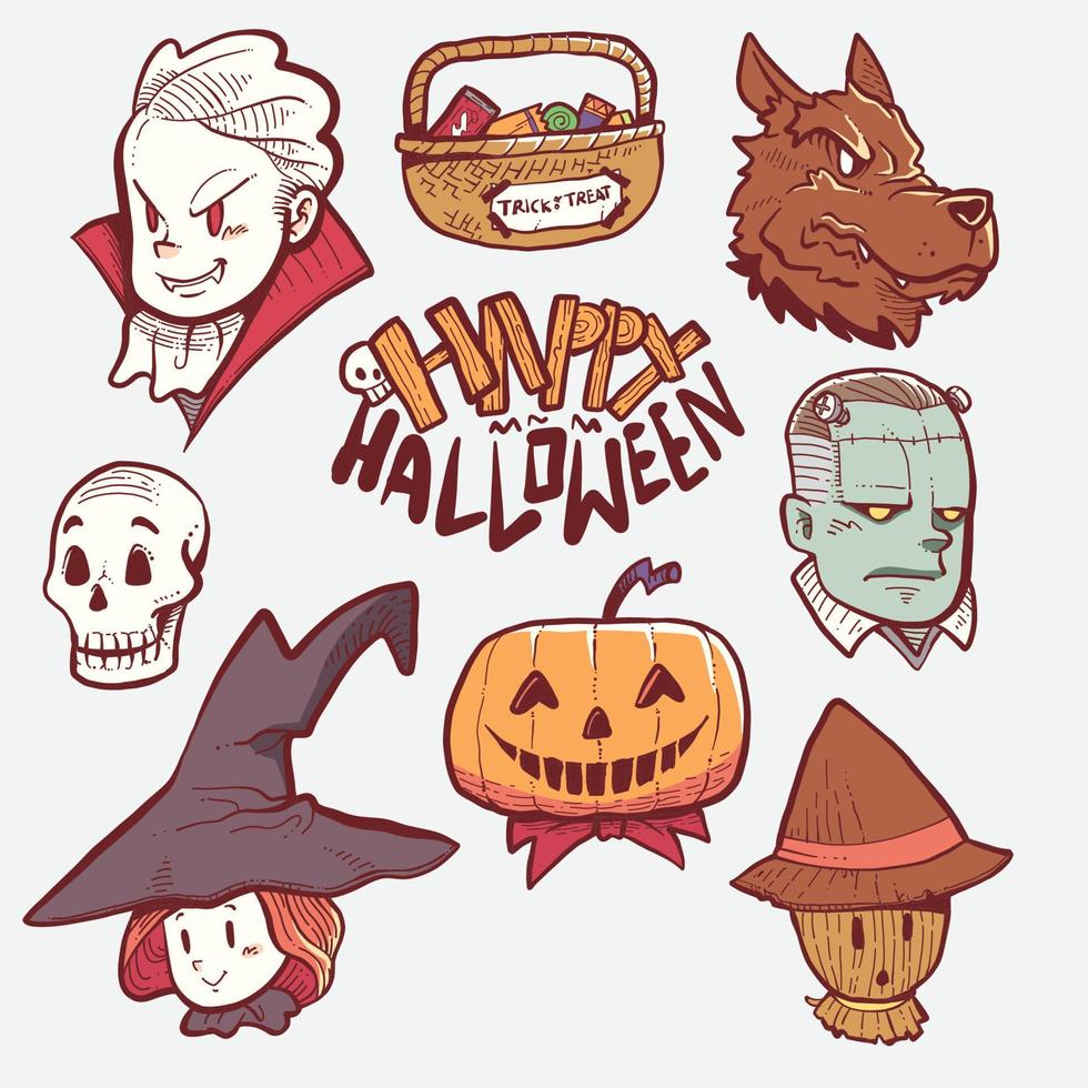 objeto de ilustração do pacote de halloween vetor