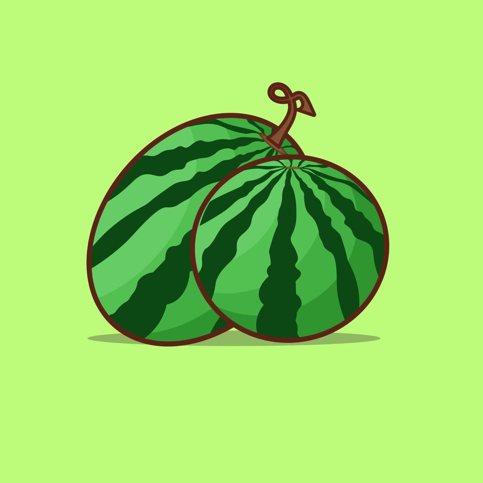ilustração vetorial de melancia verde em design plano vetor
