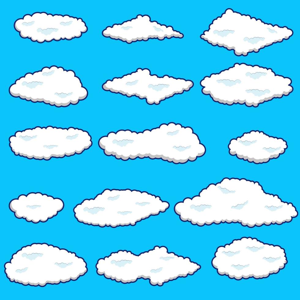 nuvens subindo no ar em várias formas ilustrações vetoriais vetor