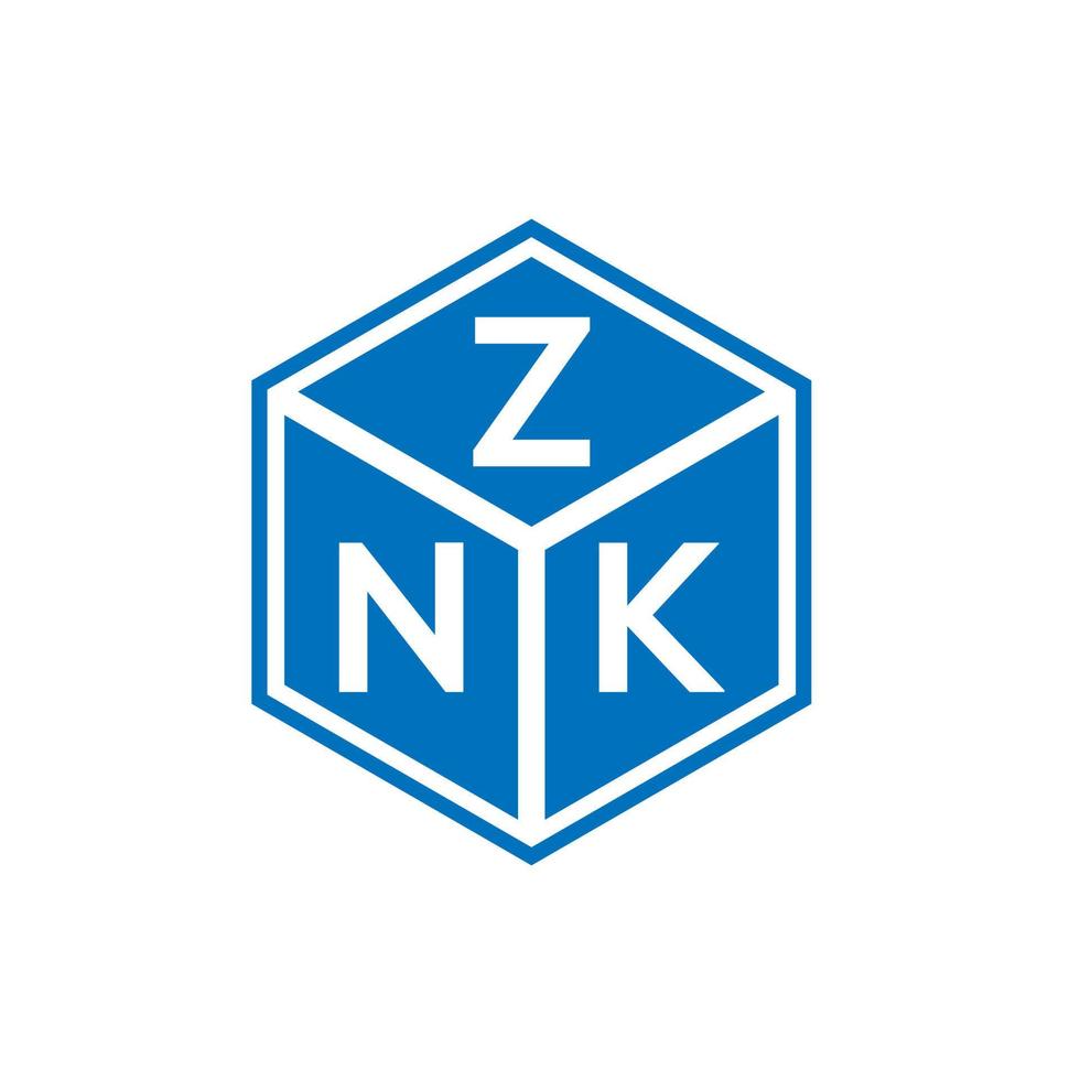 design de logotipo de letra znk em fundo branco. conceito de logotipo de letra de iniciais criativas znk. design de letra znk. vetor