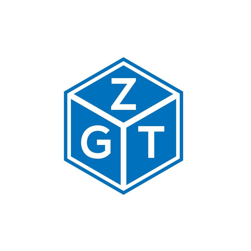 design de logotipo de letra zgt em fundo preto. conceito de logotipo de letra de iniciais criativas zgt. design de letra zgt. vetor