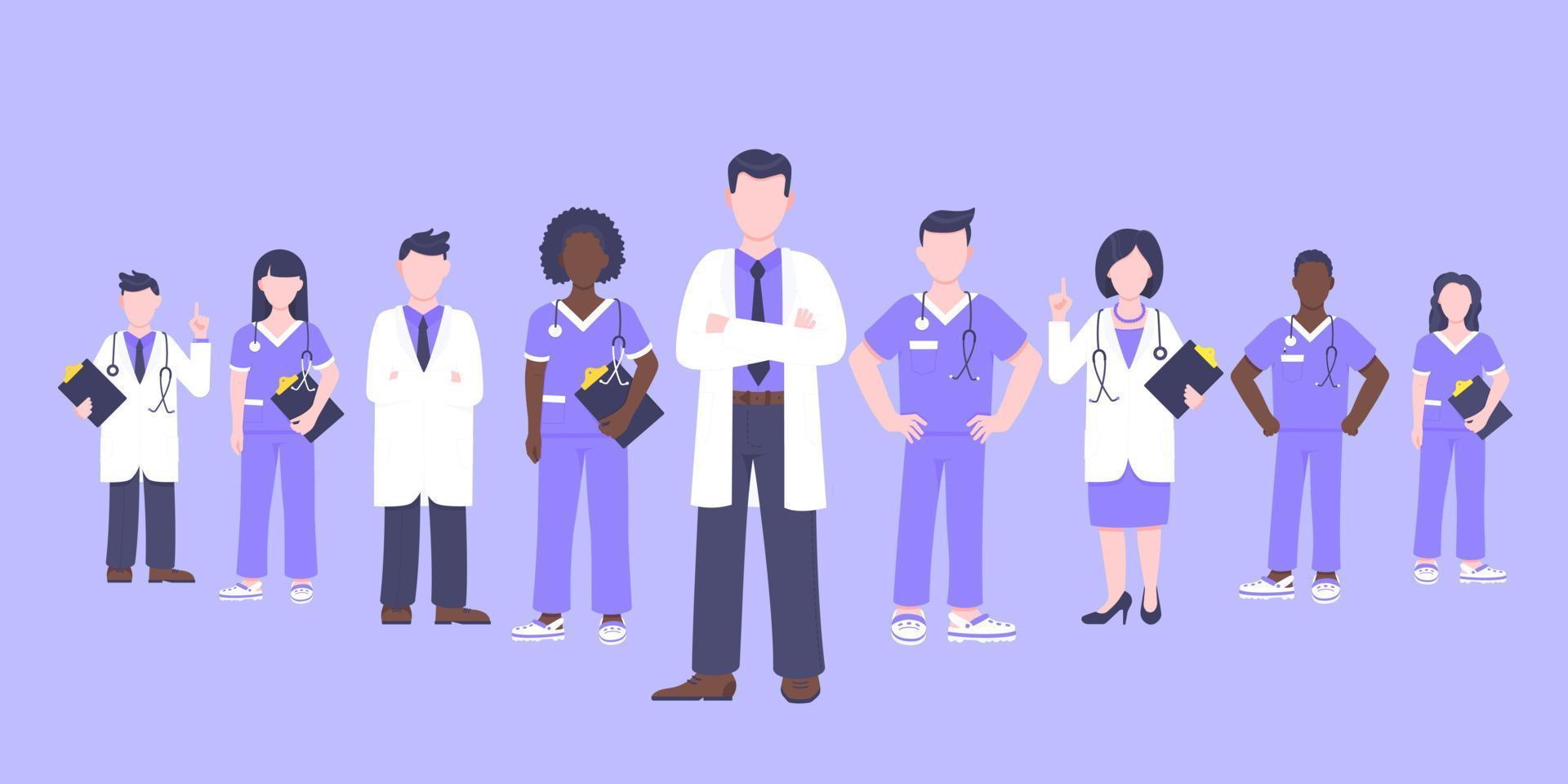 equipe médica médico equipe clínica empregado ilustração vetorial. vetor