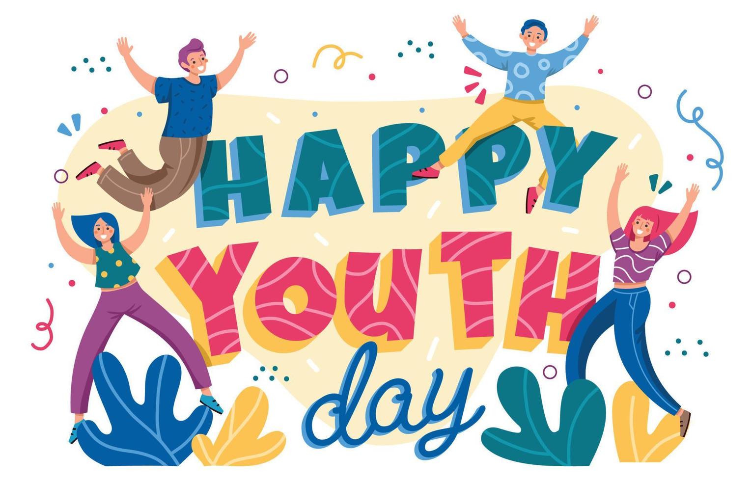 feliz dia internacional da juventude vetor