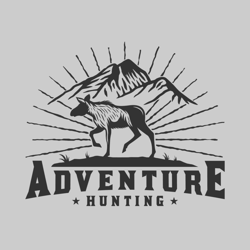 design de distintivo de aventura de caça ao alce vetor