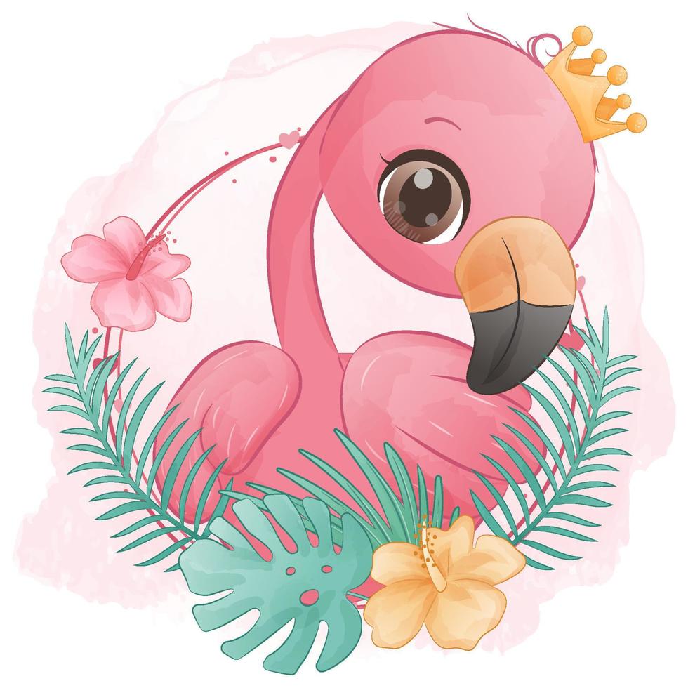 adorável pequena ilustração de flamingo vetor