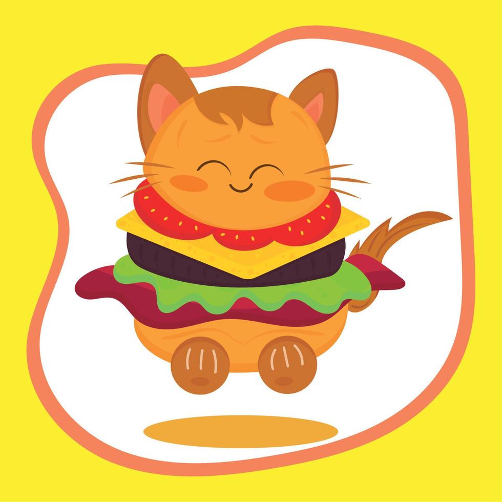 vetor de fast food de personagem de desenho animado de hambúrguer de queijo fofo feliz isolado