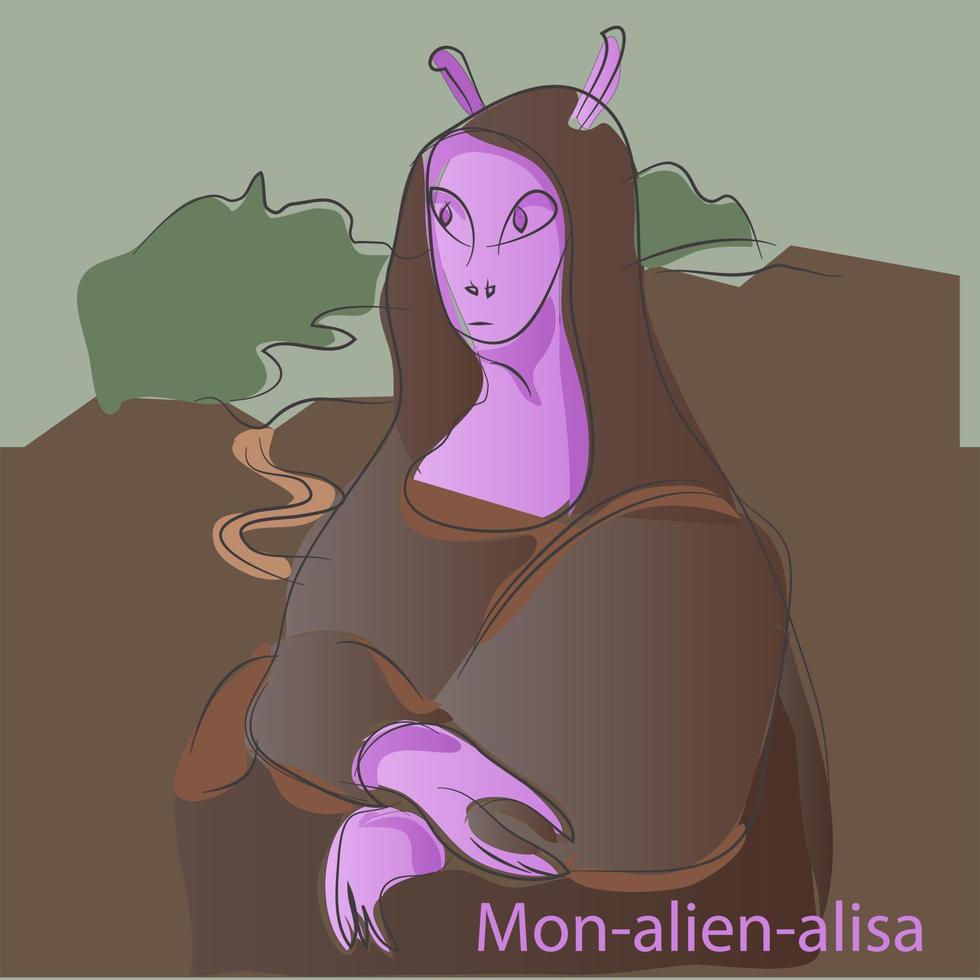 ilustração de monalisa alienígena vetor