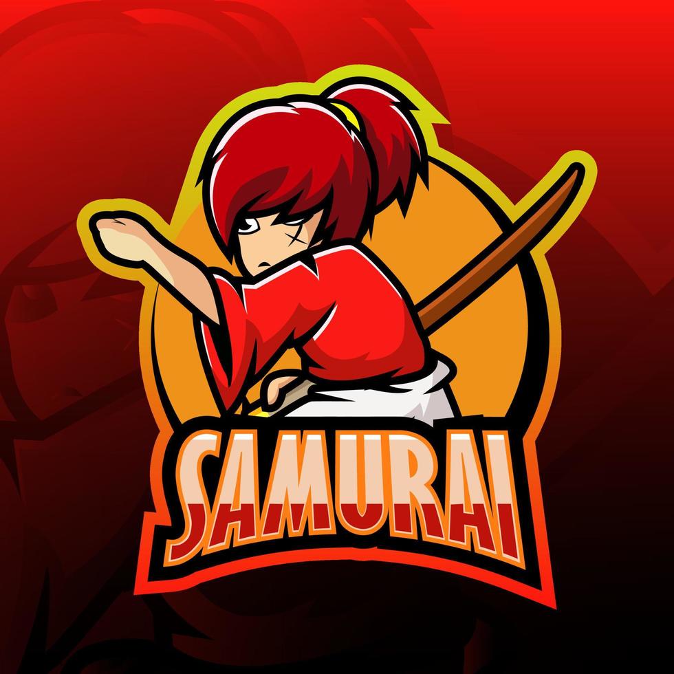 vetor de ilustração de mascote samurai. design de logotipo esportivo