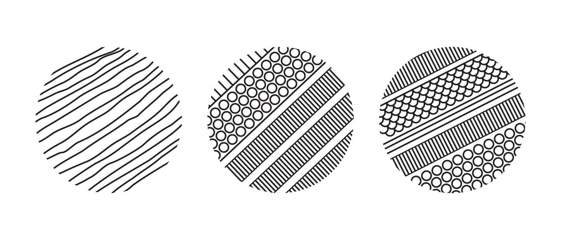 conjunto de formas doodle abstratas redondas, desenhadas à mão. ilustração vetorial. vetor