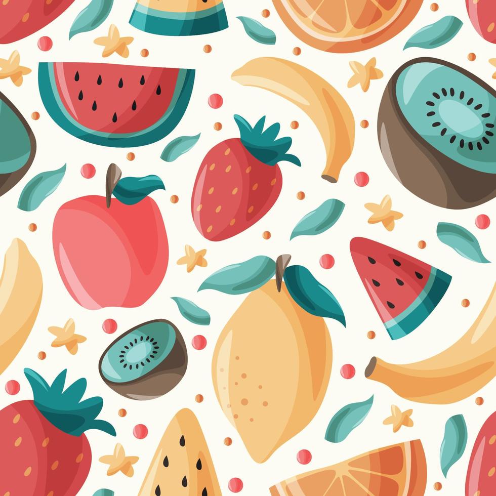 padrão sem emenda de doodle colorido de frutas de verão vetor