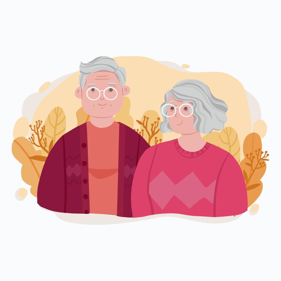 casal de avós posando juntos vetor